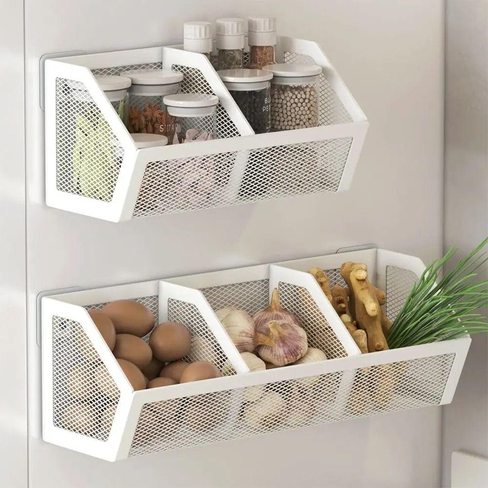Large Capacity Vegetable Fruit Storage Rack Carbon Steel Seasoning Storage Organizer  Bathroom