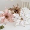 Tyg Plast Jul Konstgjorda Blommor 25cm DIY Dekoration Julgransdekorationer Ornament Falsk Blomma Nyår