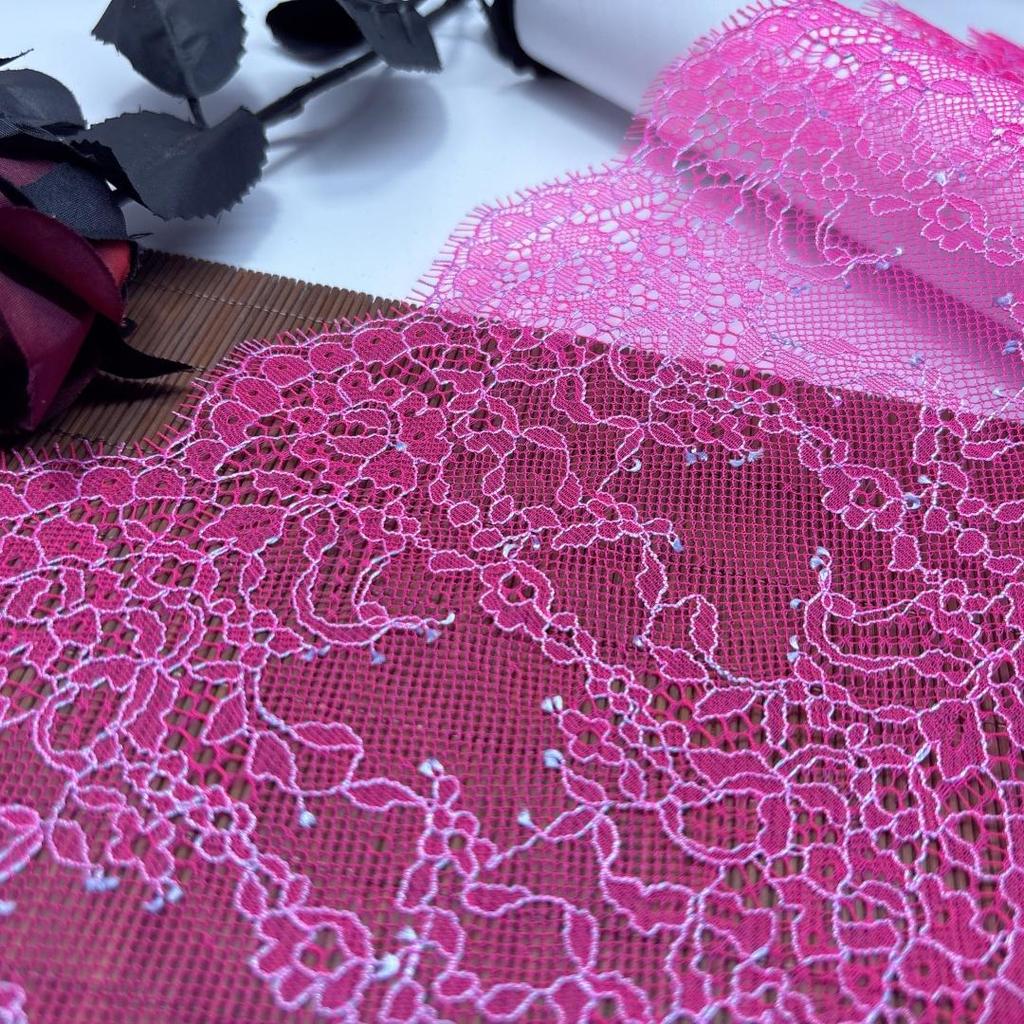 3m x 16.5cm French Chantilly Lace, Two-tone Non-stretch Eyelash Lace Trim for Bra, Underwear, Lingerie, Dress, Garment, Sewing & Crafting