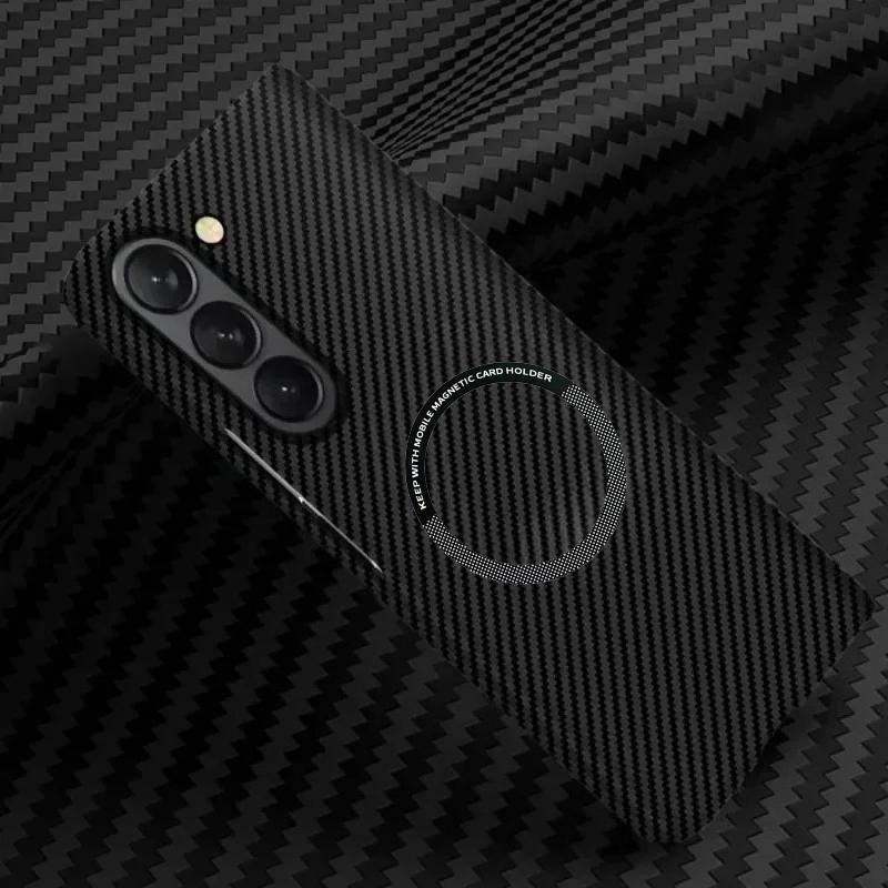 Kevlar Carbon Fiber Skin Feel Magnetic Wireless Charge Case For Samsung Galaxy Z Fold 7 6 5 4 3 PC Slim Drop-proof Protect Cover