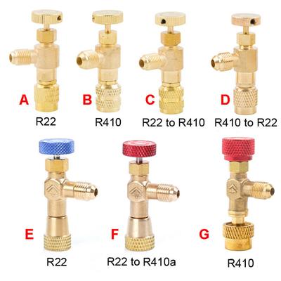 R410a R22 Refrigeration Tool Air Conditioning Safety Valve Adapter Fitting 1/4" 5/16" Inch Male/Famale Charging Hose Valve