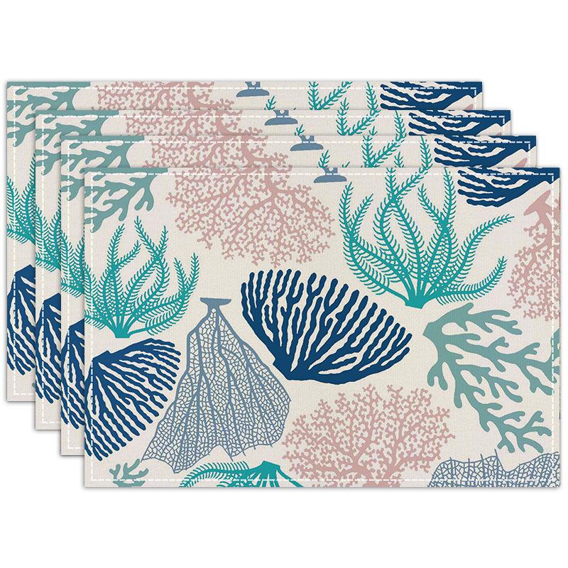 New Linen Placemats Abstract Shell Coral Rectangular Printed Insulation Mats Home Kitchen Dining Room Decorative Table Mats