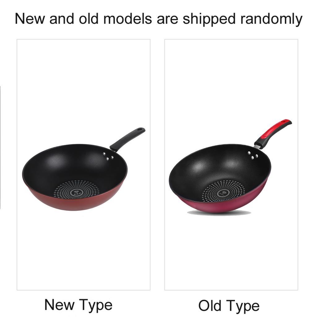 Frying Pan Flat Bottom Cooking Wok Cast Iron Kitchen Ware with Handle for Soup Stew 32cm / 12.6in
