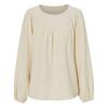 Women Autumn Solid Color Round Neck Pullover Loose Long Sleeve T Shirt Top