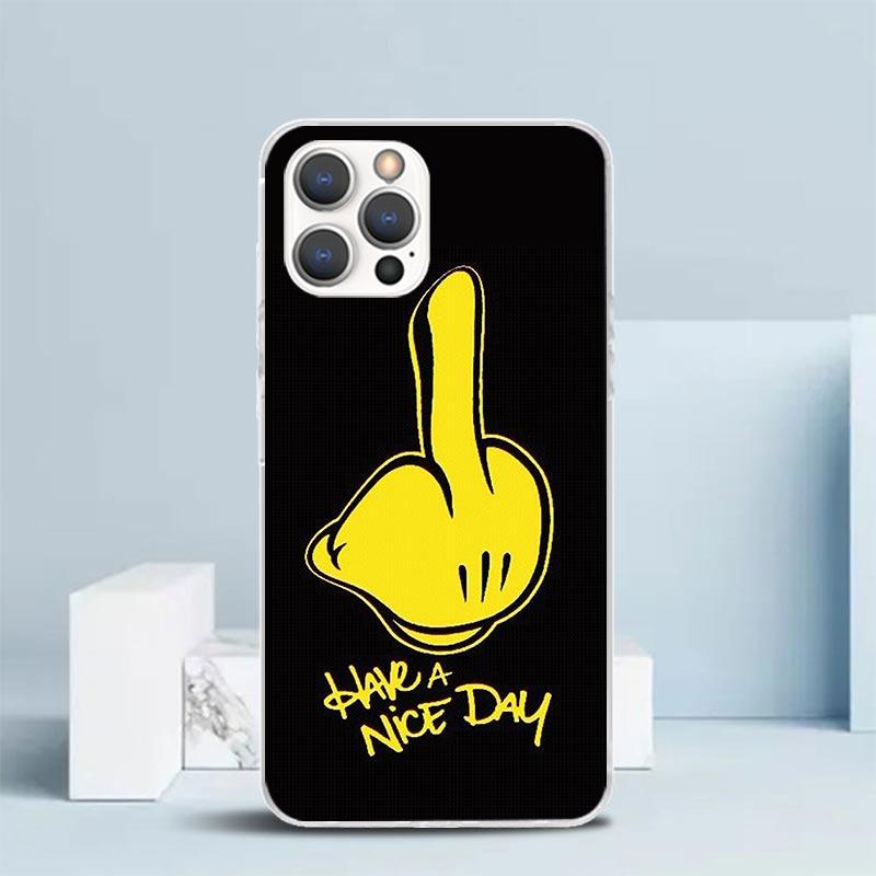 Middle Finger Soft Cover for iPhone 16 17 Air 15 14 Pro Max 16E Phone Case 13 Mini 12 11 7 SE 8 Print Pattern Fit Cases 16 17 Ai