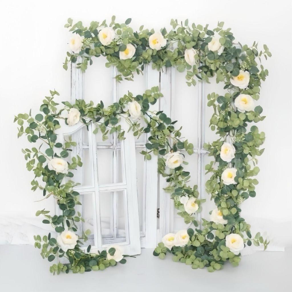 Artificial Rattan Rose & Eucalyptus Flower Vine