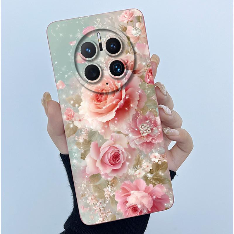 For Huawei Mate 50 50 Pro 50E Phone Case Mate50 Cover Fashion Simplicity Flowers Soft Liquid Silicone Shell For Mate50Pro Fundas