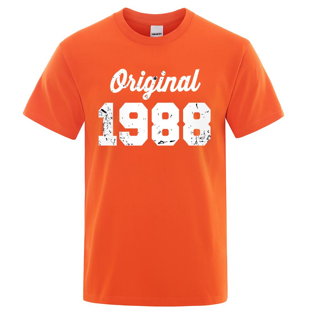Original 1988 White Letter Print Male Tshirts Breathable Clothes High Quality Tee Clothes Hip Hop O-Neck Cotton Tshirt Couple