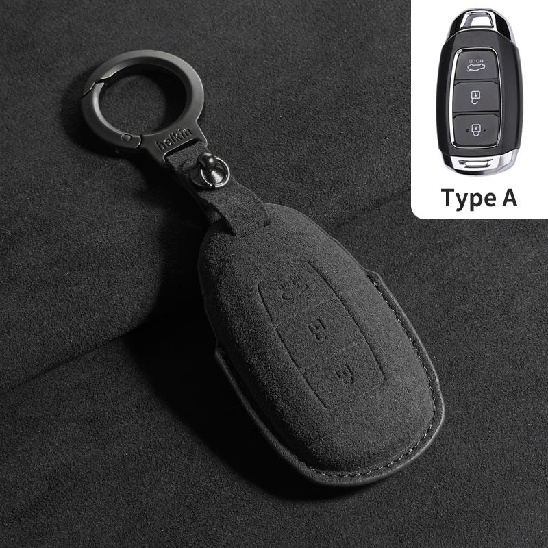 3 Buttons Suede Shell Fob For Hyundai I30 Ix35 Kona Encino Solaris Azera Grandeur Ig Accent Santa Fe Palisade Car Key Case Cover