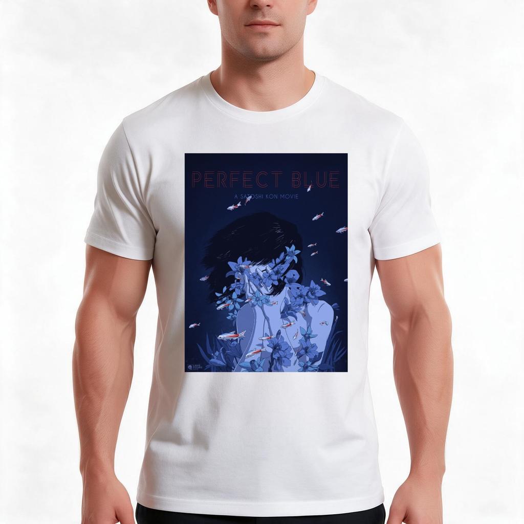 Perfect Blue Poster Poster Tshirt Summer Casual Cotton Tee Oversized Streetwear Tops Vintage Graphic Print Unisex Unisex Unisex