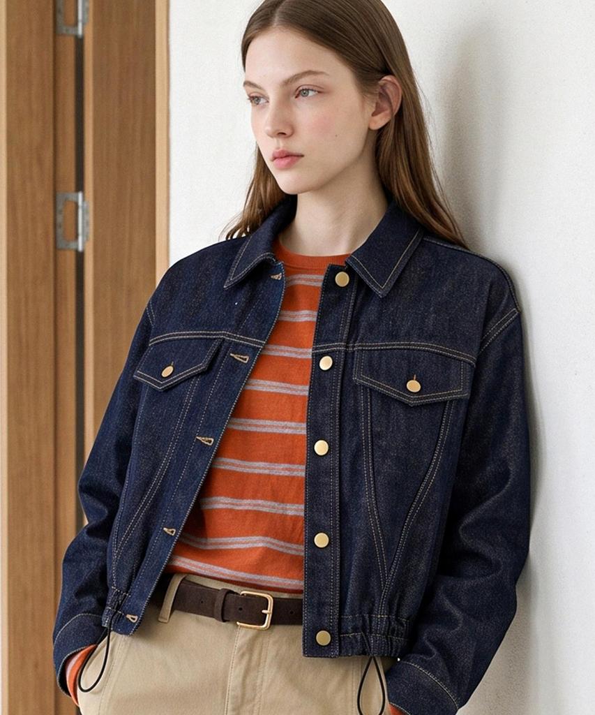FOREVER21 Simple Stitch Point Denim Jacket (Ftdcjk023)