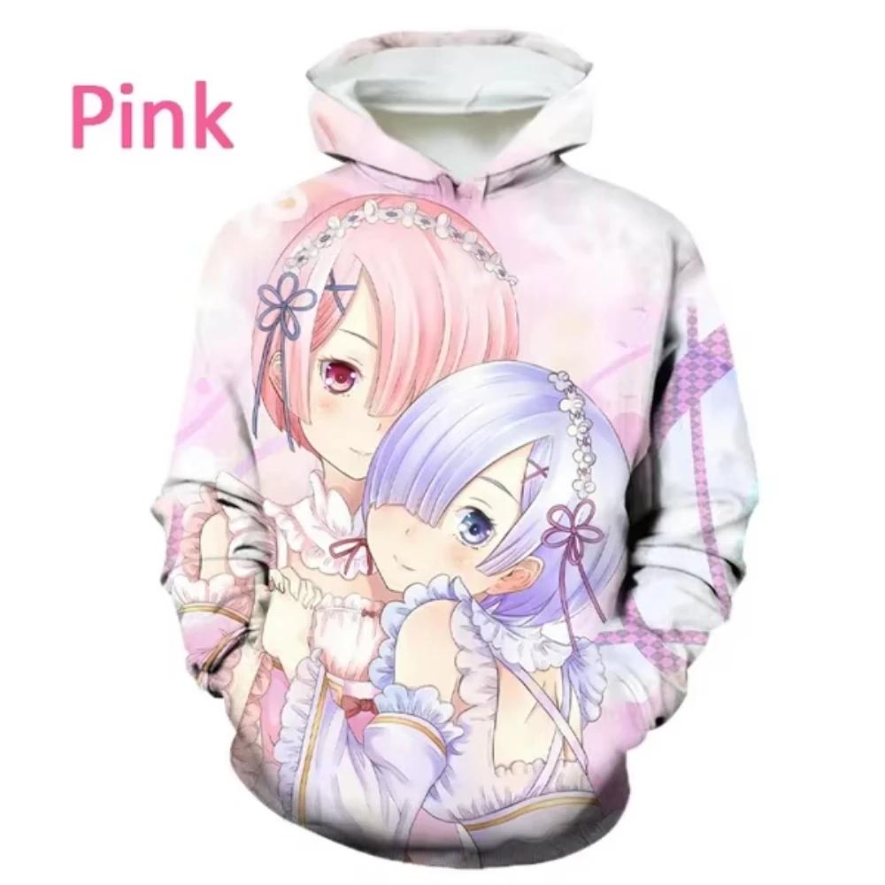 Anime Re:Zero 3D Printed Men's Hoodie Casual Harajuku Long Sleeves Oversized Outdoor Pullover Sweatshirt Kids Unisex Clothing