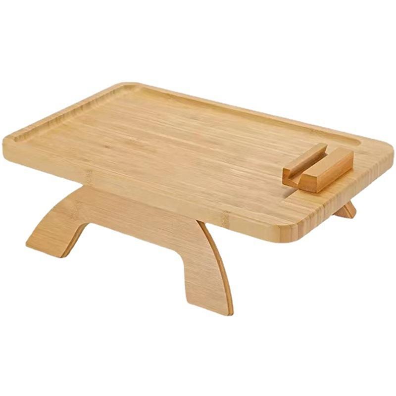 

AEE4-Sofa Clip On Side Table For Wide Couches Arm, Foldable Couch Tray With 360° Rotating Phone Holder For Eating/Drinks
