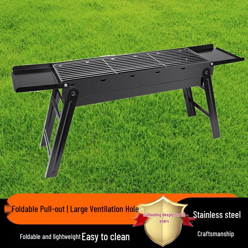 Outdoor Portable Charcoal BBQ Grill with Side Panel