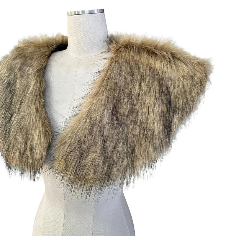 Medieval Faux Fur Collar for Men Women Cape Shoulder Wrap Retro Hunter Pirate Costume Halloween Cosplay Accessory