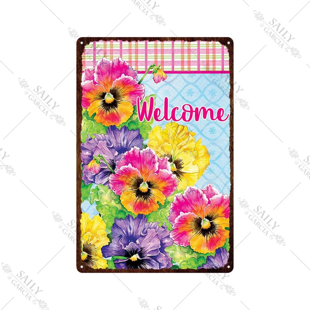 Welcome Home Vintage Metal Tin Sign Garden Wall Decor Metal Poster Sweet Home Tin Sign Family Farm Beach Hut Metal Plates Pla