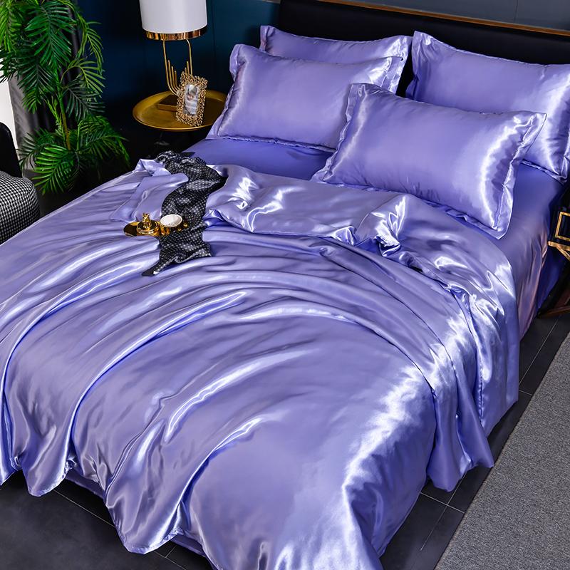 Luxury Mulberry Silky Blending Bedding Set Queen High-end Satin Duvet Cover Set with Sheet Soft Skin Friendly Silky Bedding Sets