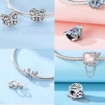 Original Charms Copper Blue Butterfly Butterfly Series Beads Pendant Fit Diy Bracelet Jewelry For Women Fine Gift Accessory