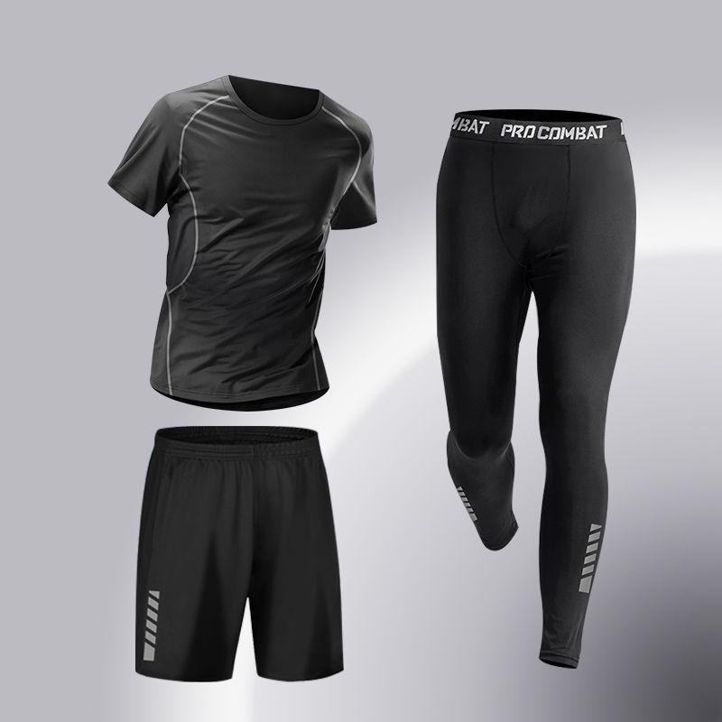 Men's Quick-Dry Sports Suit: High-Elastic Fitness Tights for Running, Training, Basketball, Cycling, Morning Jogging - Perfect for Spring & Autumn.