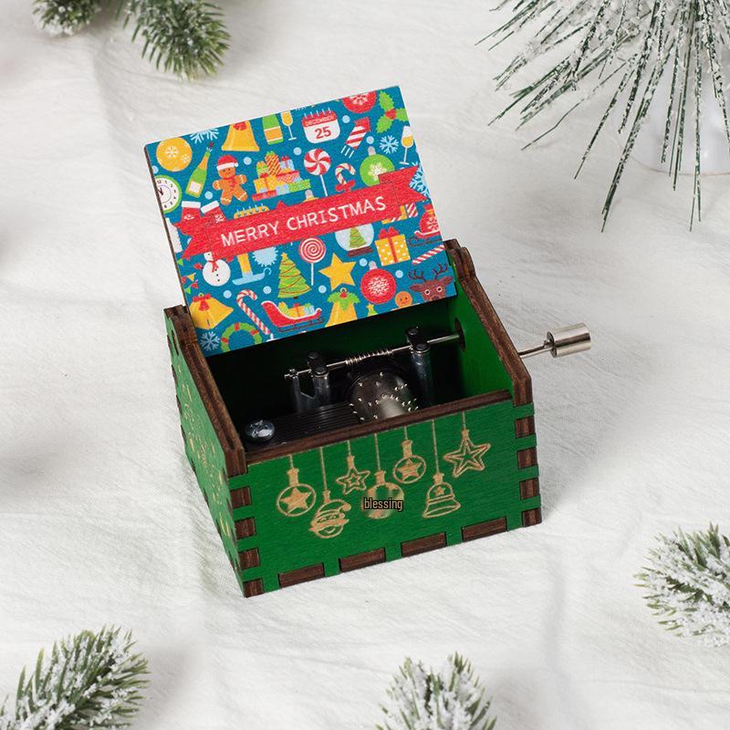 Wooden Hand-Cranked Christmas Music Box Ornament
