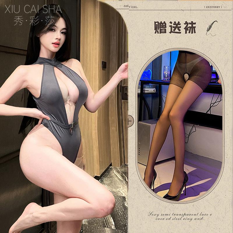 Sexy underwear neck opening temptation onesie backless hollowed out pure desire sexy chest dead library water pajamas