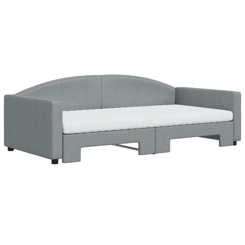 Vidaxl Sofa Rozsuwana Z Materacami, Jasnoszara, 100X200 Cm, Tkanina