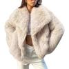 Stylish big lapel imitation fur jacket femininity elegant celebrity long-sleeved thermal coat fluffy top