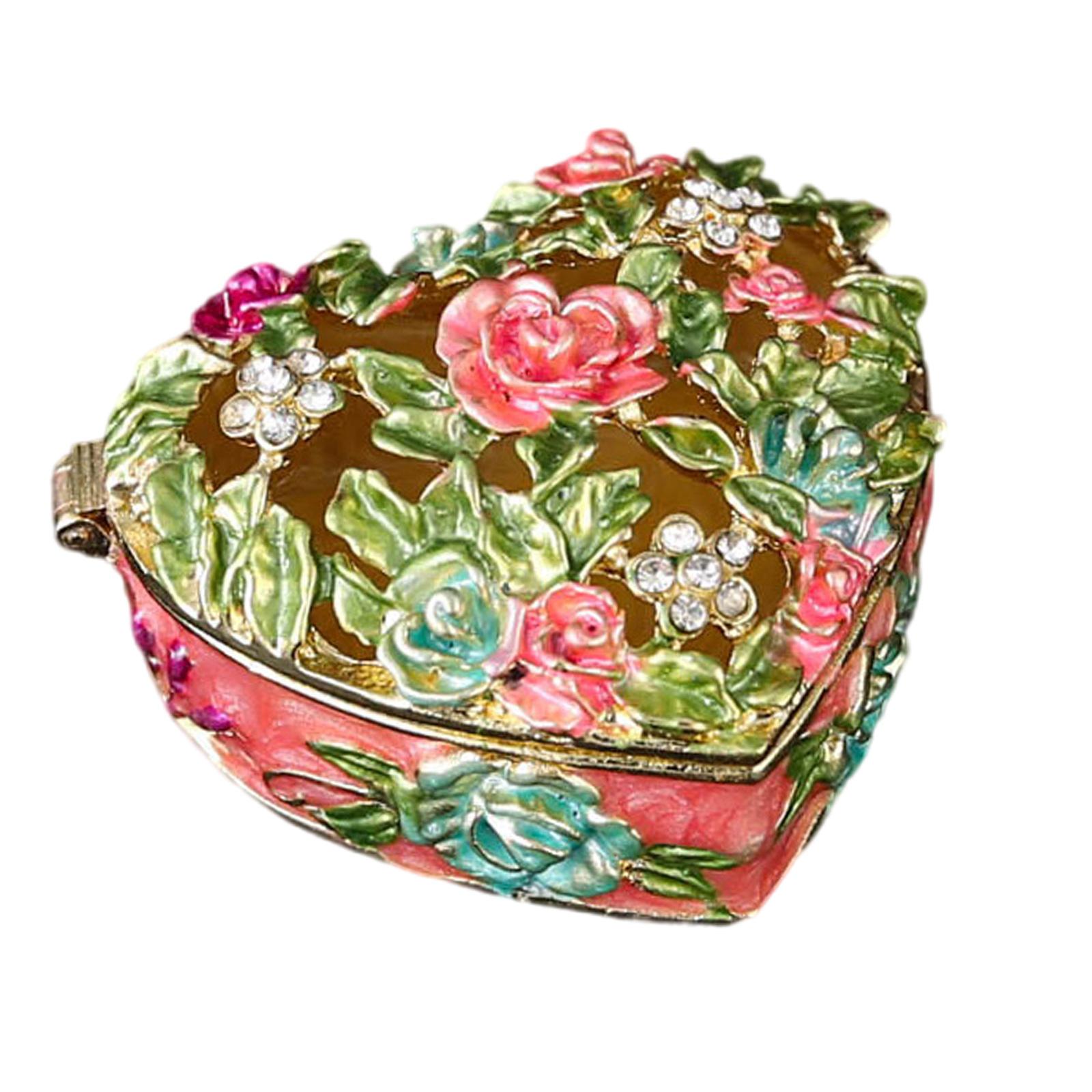

Vintage Enamel Floral Decorative Jewelry Box Sturdy Zinc Alloy Construction With Secure Storage Compartments 1