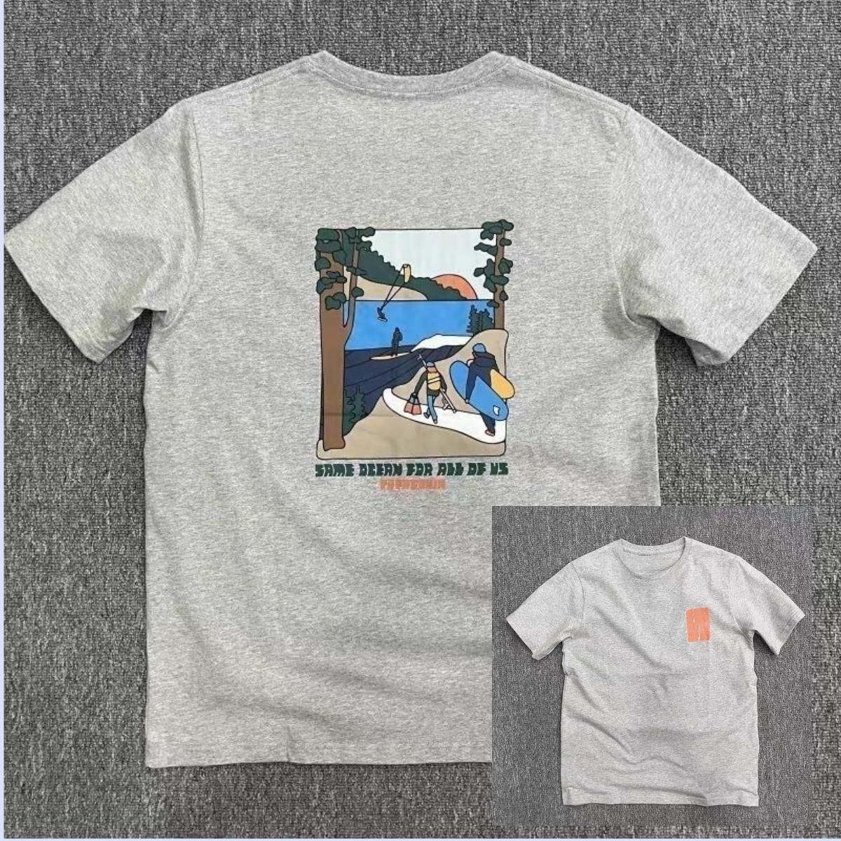 New American Summer Heavyweight Cotton Short-sleeved Outdoor Surfing Short-sleeved Printed Casual Loose Trendy Men and Women S разноцветный