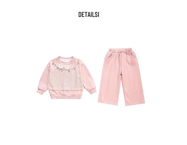 Stylowy dwuczęściowy zestaw dla dziewczynek: Top z długim rękawem i cekinami oraz spodnie na jesień/wiosnę