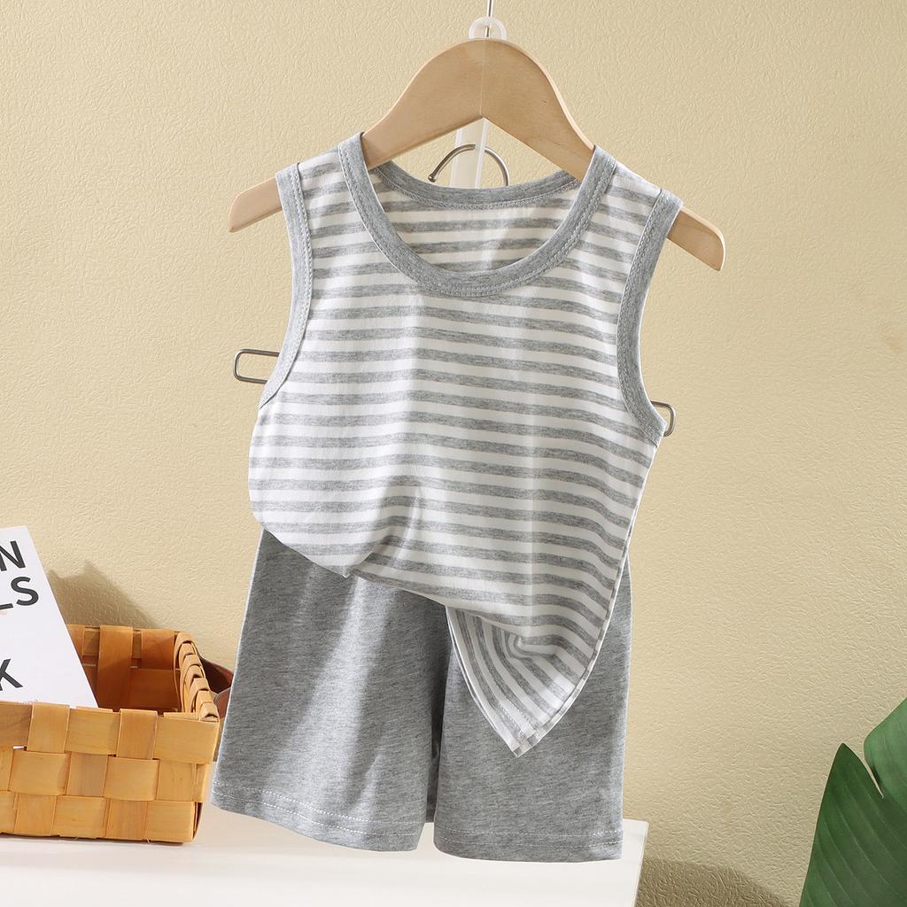 Children's Vest Set Summer Girls' Shorts Clothes Baby Korean Vest+shorts Two-piece Set Boys' Sleeveless Set Children's Clothing