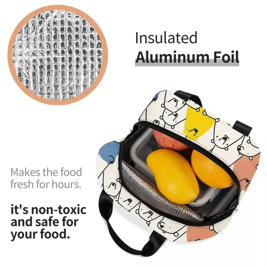 Bärenmuster Tragbare Lunchtasche Tier-Meme Eis-Kühlpack Isolierung Picknick Lebensmittelaufbewahrungsbeutel