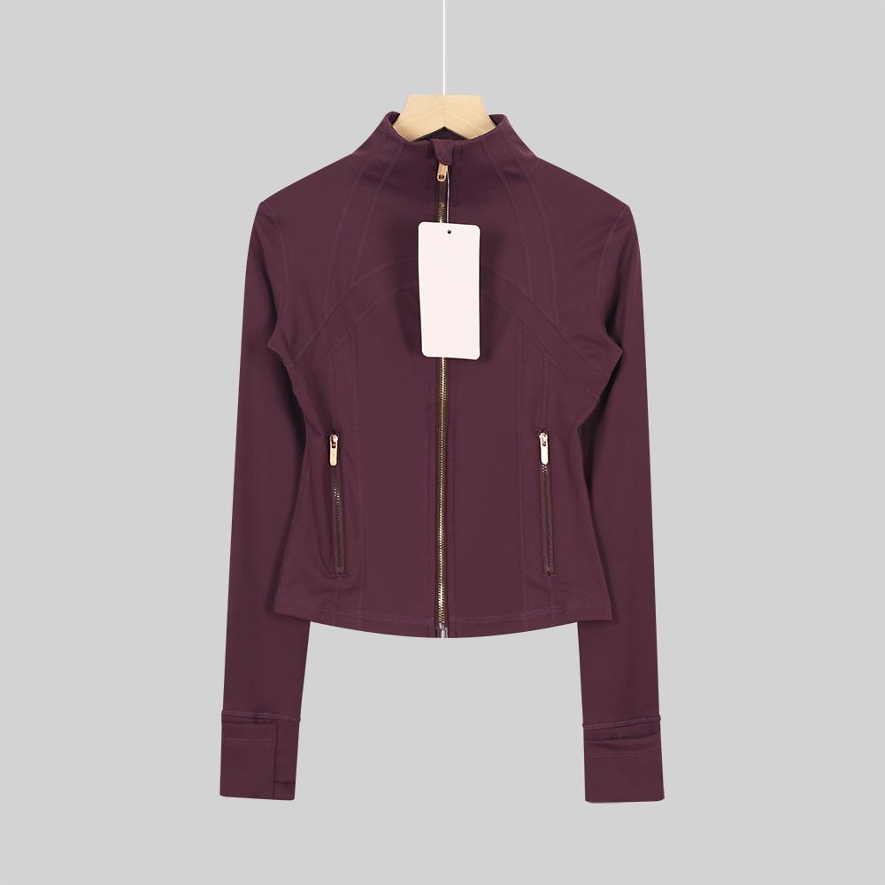 LULULACIE Women's Gold Zipper Stand-up Collar Slim Fit Sports Jacket