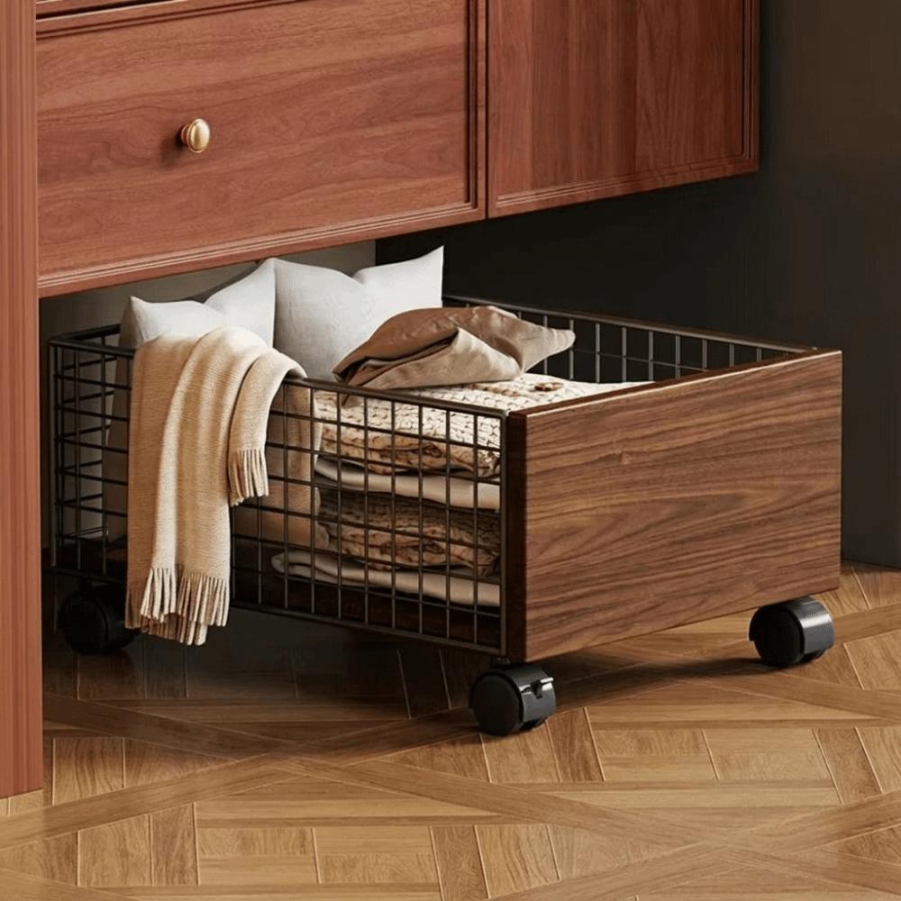 Large Capacity Rolling Storage Basket with Wheels Movable Laundry Hamper Laundry Basket  Bedroom