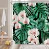 Tropical Leaves Shower Curtains Green Palm Leaf Plants Bath Curtain Set Modern Polyester Fabric Screen Bathroom Decor With Hooks