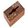 Wooden Tissue Box Carved Design Elegant Napkin Organizer Brown Box