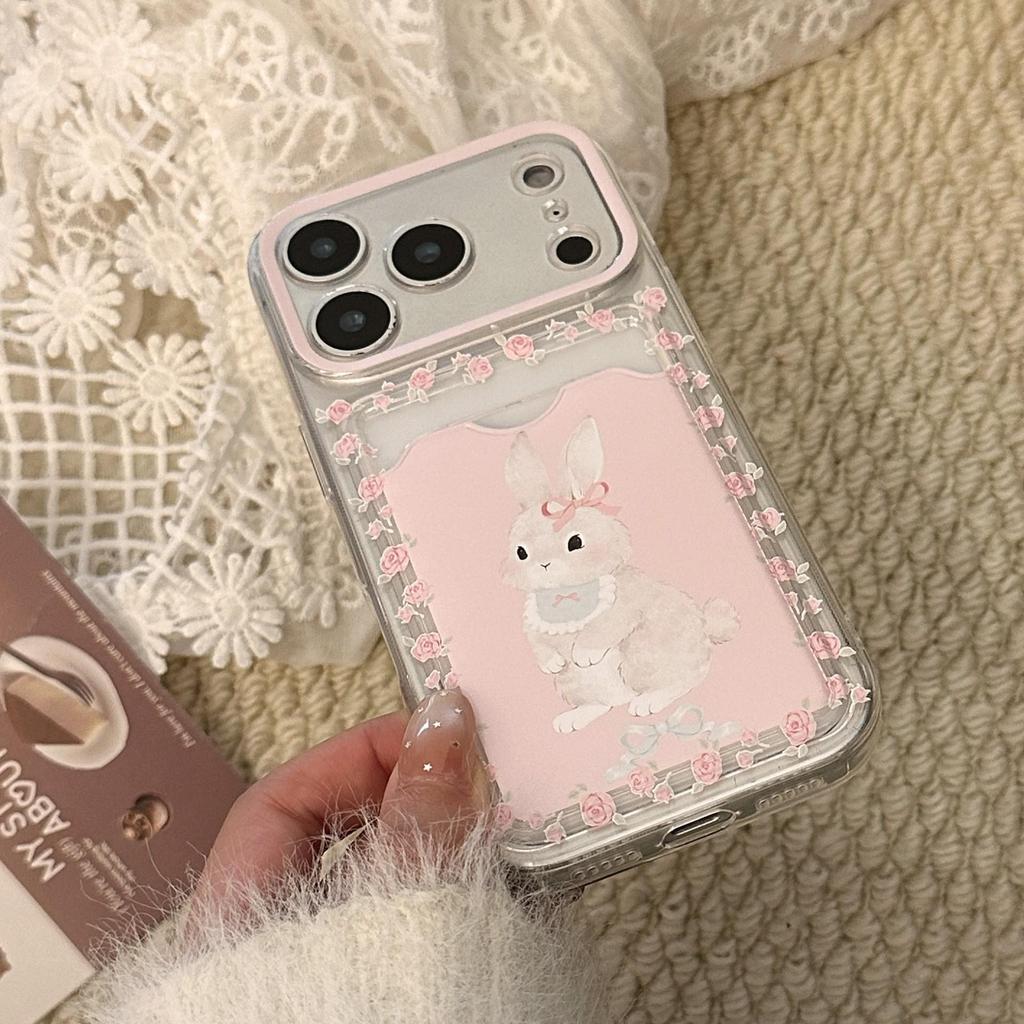 Cute Bunny Card Holder Phone Case for iPhone 16, iPhone 17, and iPhone 17 Pro Max