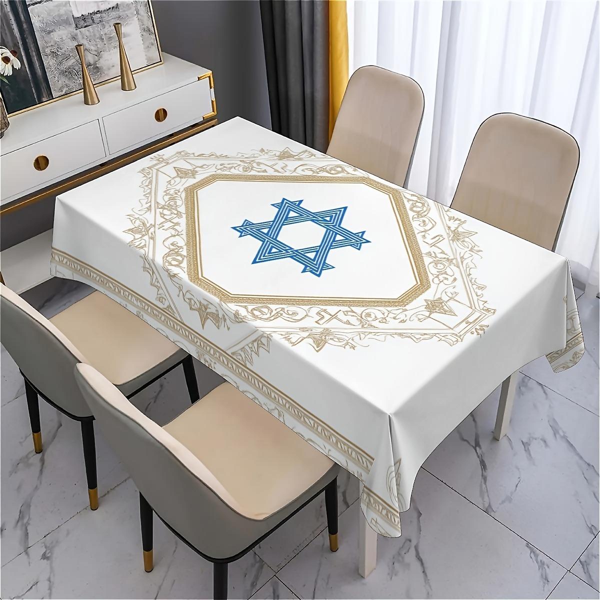 Davidster Rechthoekige Tafelkleed voor Tafeldecoratie Huis Keuken Eetkamer Waterdicht Herbruikbaar Tafelkleed voor Tafels Feest Picknick 140x180cm