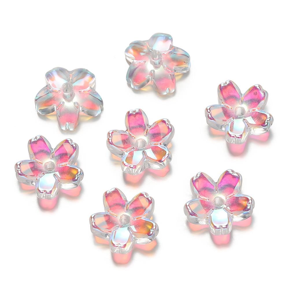 10Pcs/lot Glass Gradient Beads Cherry Blossom Scattered Beads Handcrafted DIY Production Jewelry Craft  Bracelet Accessories