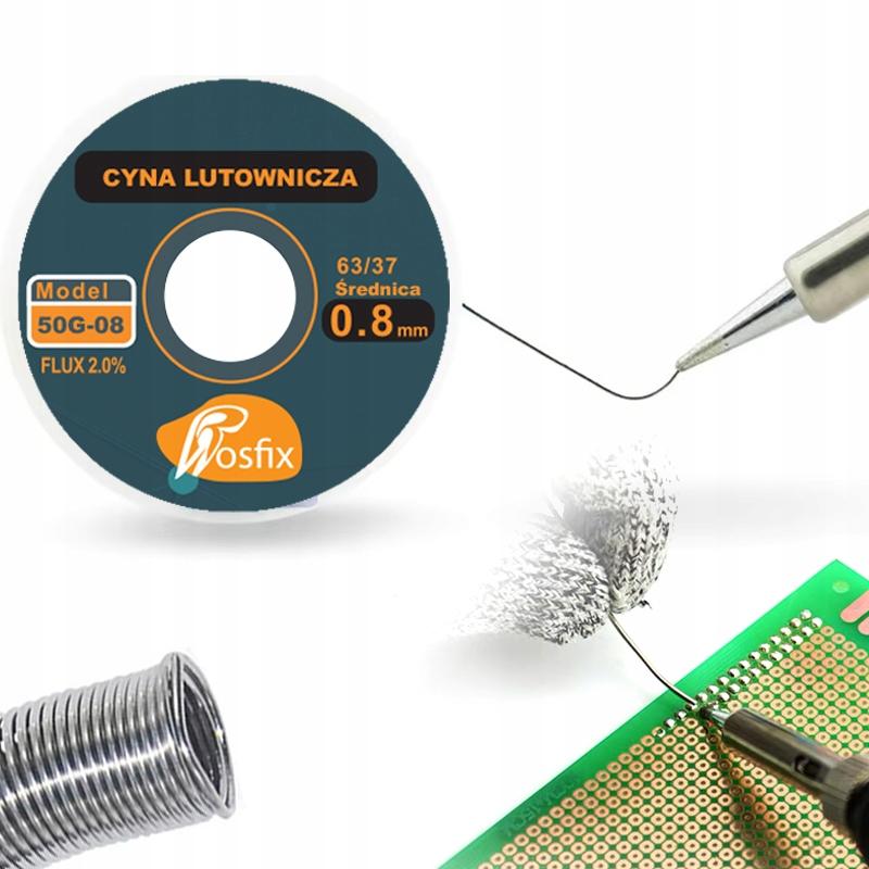 Rosfix MicroFlux 3w1 – Cyna Sn63Pb37 0,8 mm 50g + Topnik RMA-223 + Kalafonia 15g | Zestaw Lutowniczy do SMD, PCB | Wysoka Jakość i Precyzja