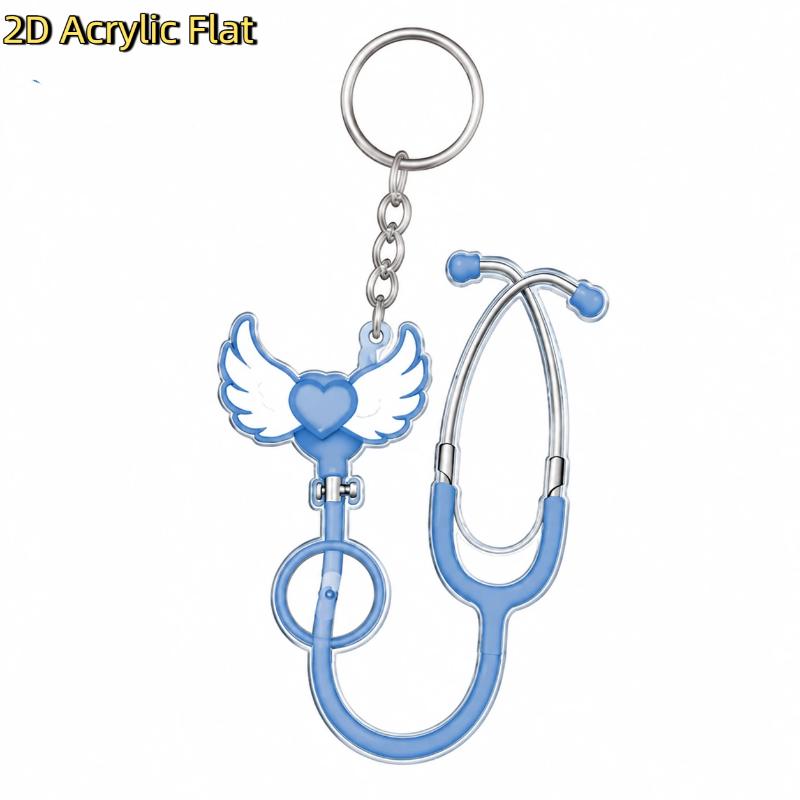 Acrylic Stethoscope Keychain 2D Adorable Design for Nurses Doctors Bag Charm Pendant Gift Souvenir