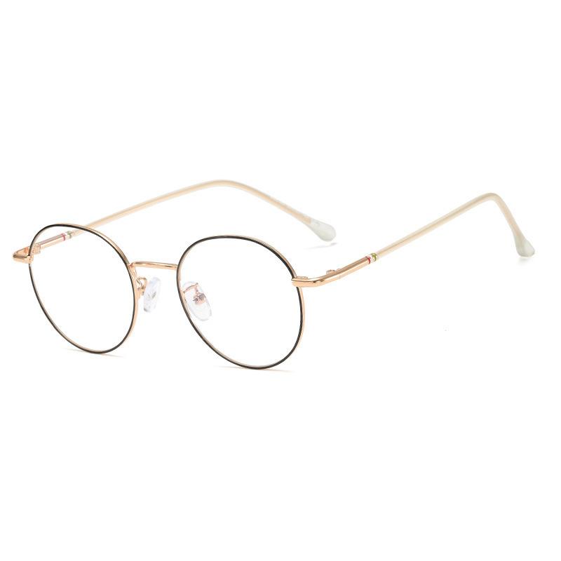 New flat mirror frame popular metal small round frame optical anti-blue light glasses decorative kick-off college style