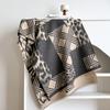 Wind Autumn And Winter Plaid Splicing Leopard Print Shawl Temperament Imitation Cashmere Scarf Women'S Double-Sided Printing Outer Scarf