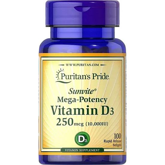 

Puritan s Pride Вітамін D3 10 000 МО, 100 капсул