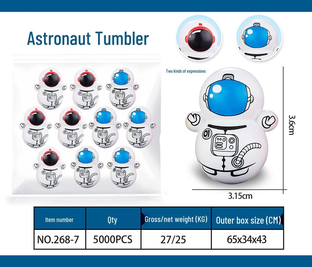 TikTok Stil Mini Stehaufmännchen Astronaut Tiger Blau Desktop Ornament Spielzeug Blind Box