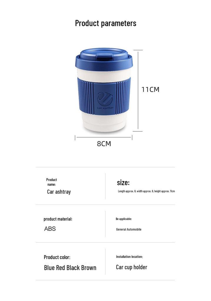 Qiyuan Q05 Car Ashtray - A05 Alloy Coffee Cup, A07 Flame Retardant, A06 Multifunctional Design