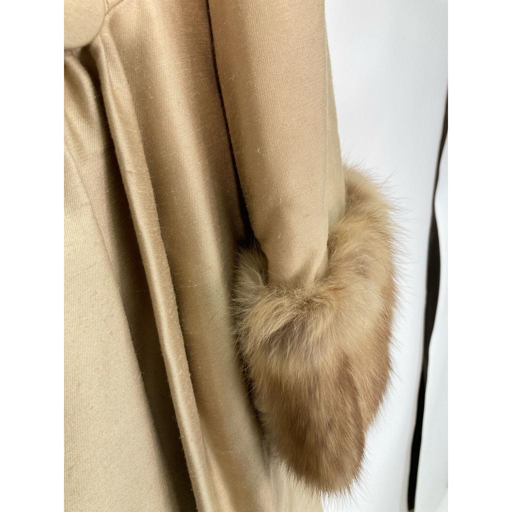 FOXEY BOUTIQUE Beige 24671 Silk/Wool Russian Sable Padded Long Coat Coat 40 beigeUsed