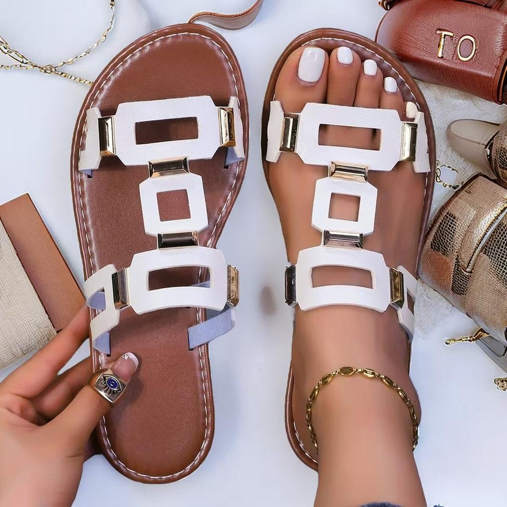 Plus-size Shoes with Open Toe, Single-heel Flip-flops, Women's New Style Beach Flat Shoes, Sandals