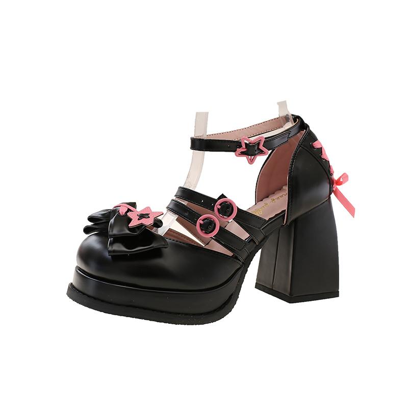 Fashion Designer Summer Bow Women High Heels Shoes Sexy Lolita Chunky Sandals New 2025 Fashion Platform Marie Janes Shoes Woman Pumps