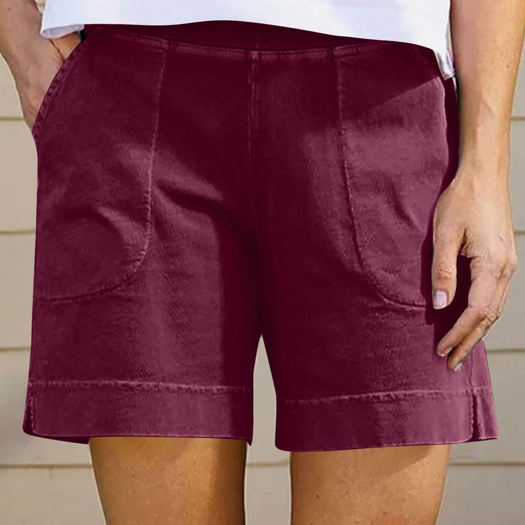 Women's Casual  Summer Elastic Beach Shorts  Solid Casual Shorts